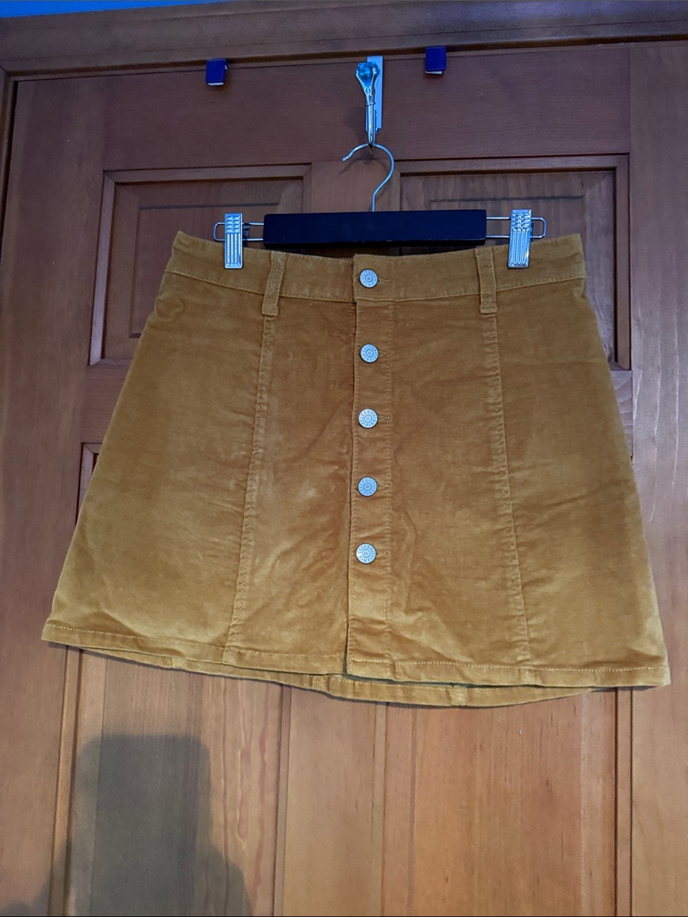 Celebrity Pink Mustard Corduroy Button-Front Mini Skirt
